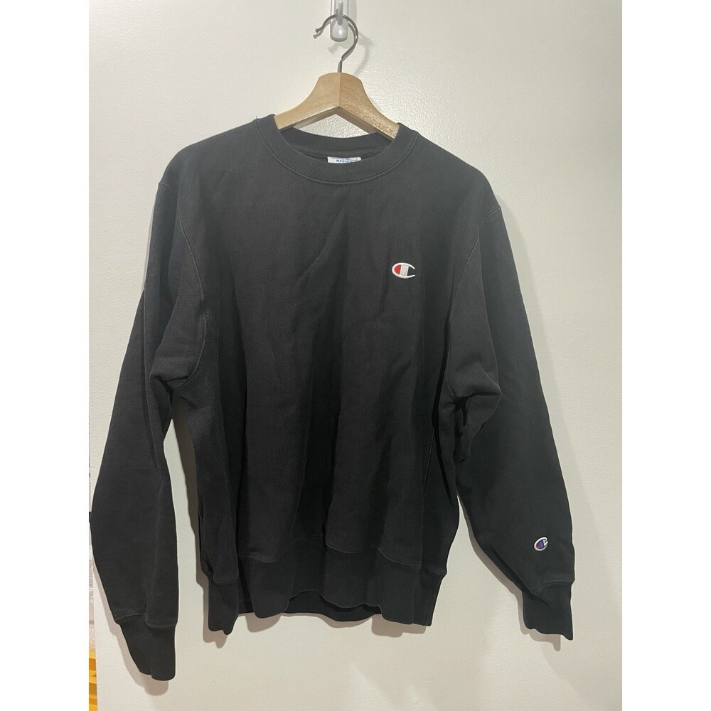 Vintage Champion Reverse Weave Sweatshirt Black Medium Heavyweight - Picture 1 of 6